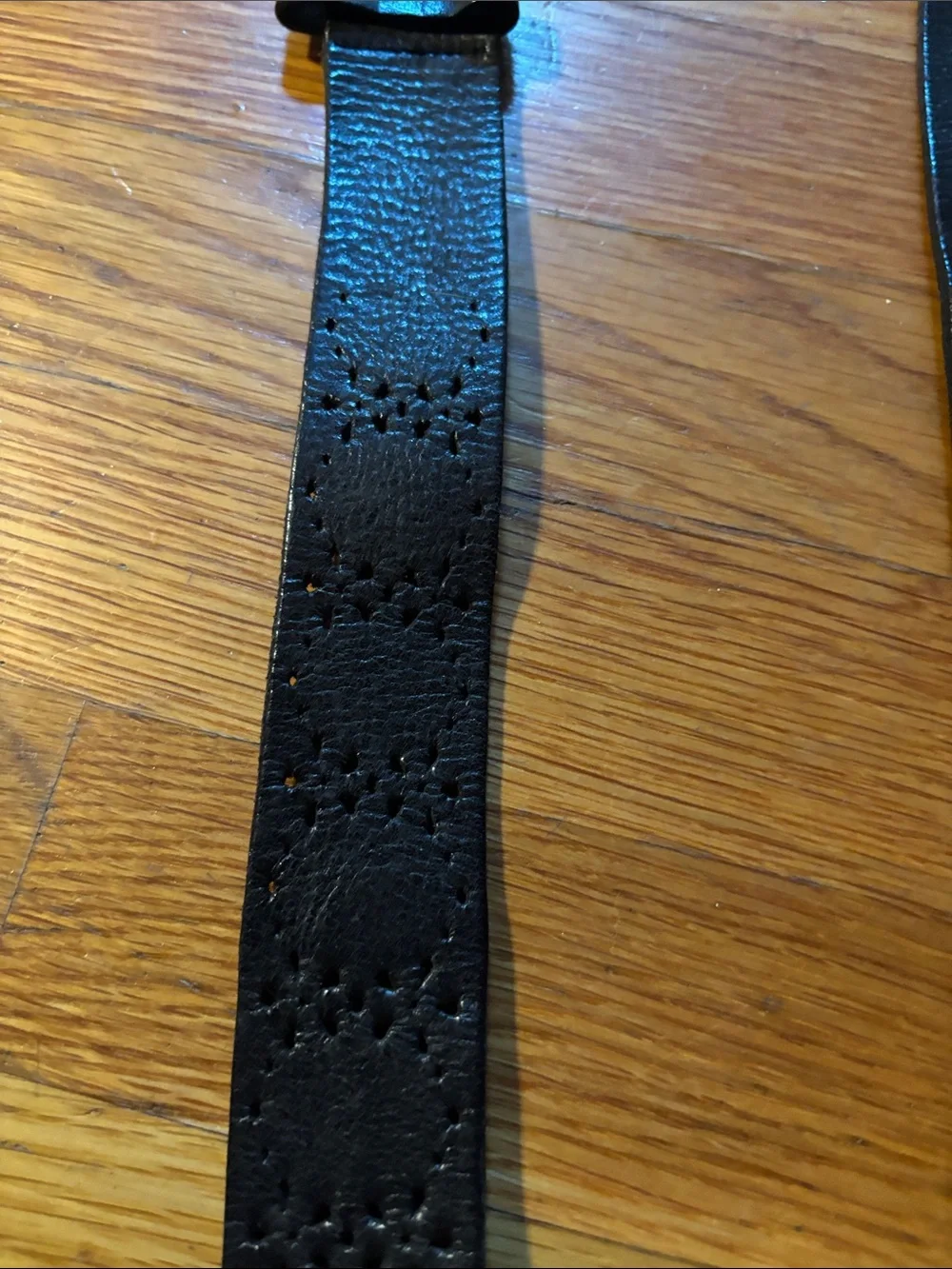 Black womens  Perforated Leather Belt